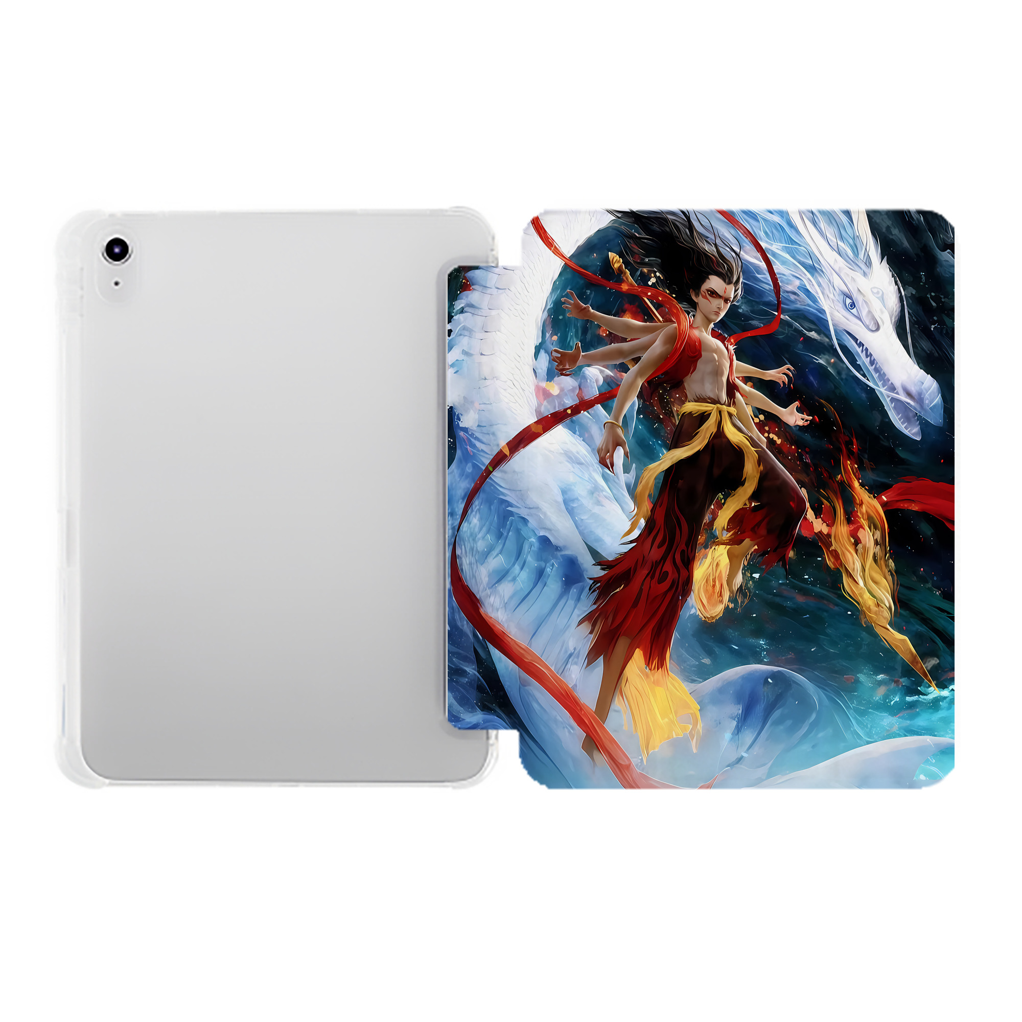（画像用） Ne Zha 2 ナタ 魔童の大暴れ IPad ケース ペン収納付き 三つ折りスタンド PUレザー×シリコン 対応機種9.5/10.5/10.9インチ